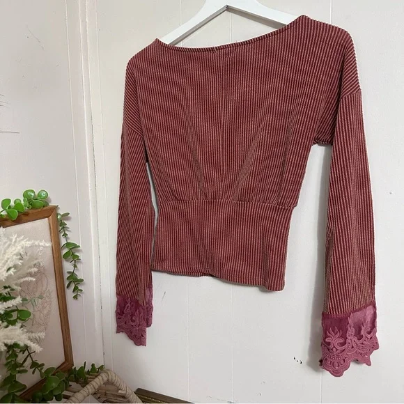 BKE gimmicks washed rib knit top in rust (XS) - Picture 4 of 8